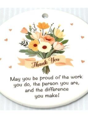 Thank You Floral Flower Bouquet Ornament Cute Keepsake Gift New No Ribbon-NEW